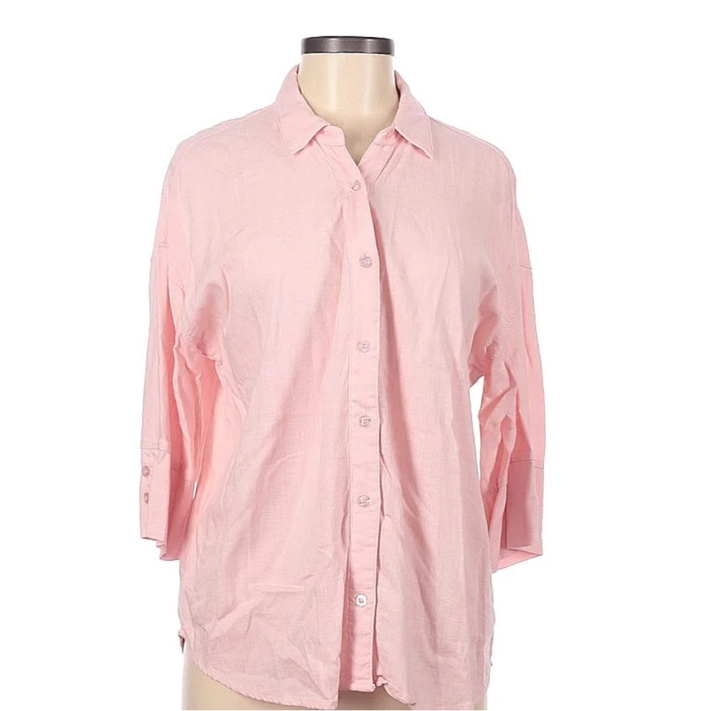 VICI BUTTON DOWN - PINK COTTON/LINEN